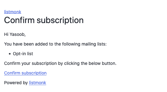 Default Opt in email