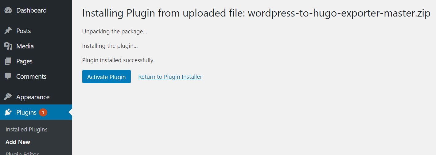 install-wordpress-hugo-plugin